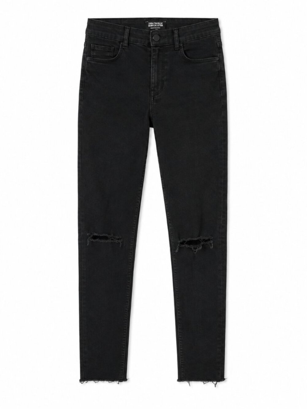 Zara TRF High-Rise Ripper Skinny Jeans Onyx Black Wash (Size US 4)